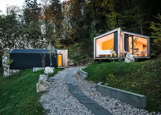 Steel Frame Prefab Modular Homes Aluminium Sliding Doors High Performance Small Exquisite Connected House