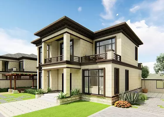 EU Prefabricated house Light Steel Framing 2-Storey Villa House For Living