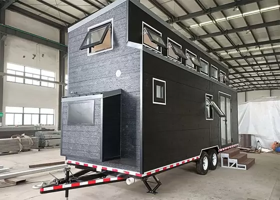 Austrilia Standard Light Steel Prefabricated Tiny House On Wheels With WPC Board Wall