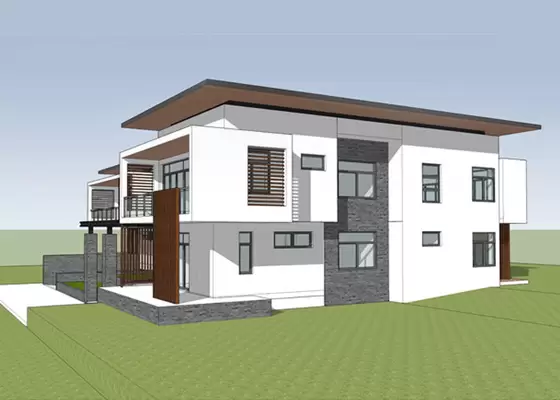 Easy Build Light Steel Prefab Villa High Performance Glass Wool Insulation With Two Levels