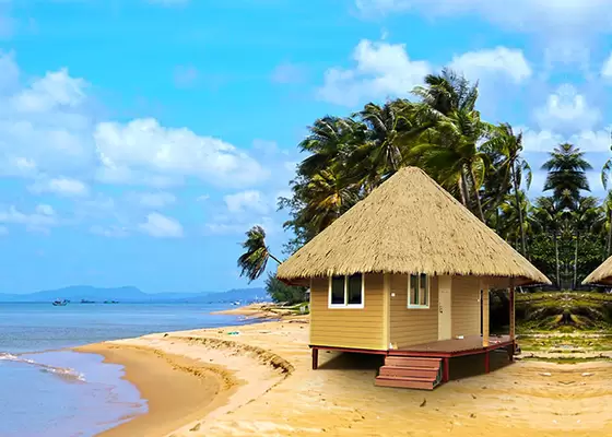 Beautiful Bali style Cyclone proof Moistureproof Prefab house Home Beach wooden Bungalows in Maldives
