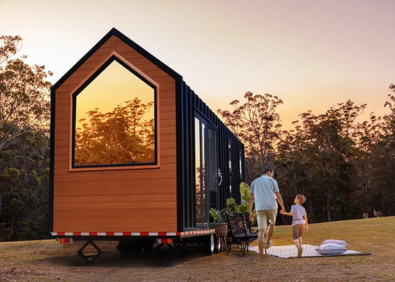 Luxe Glamping Prefabricated Houses Custom  Tiny House On Wheels For Hotels / Camping / Rental