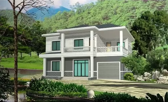 One Bedroom Steel Beach Bungalow , Small Prefab House Kits , LIght Steel Foundation
