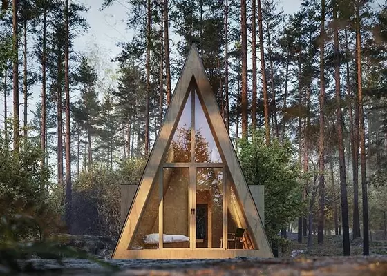 Space A Frame  Prefab Hotel Unit Light Steel Tiny Building Portable Kit Homes