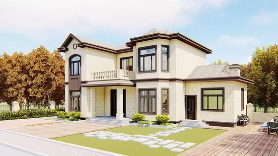 2 Storey Prefabricated Villa House With Light Steel Framing House Kits