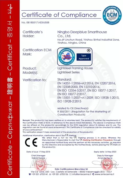 China NINGBO DEEPBLUE SMARTHOUSE CO.,LTD certification