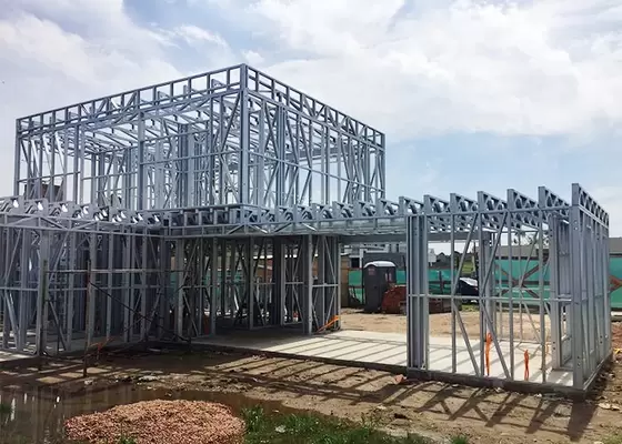 ICC EN-1090 2 Storey Prefabricated Light Steel Framing Villa House With Big Windows