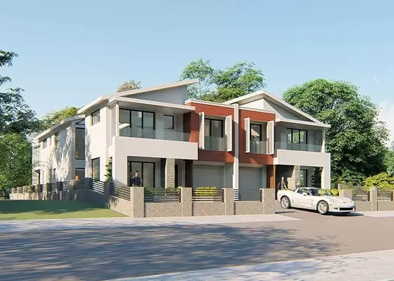 EU/AU/NZ/USA Fire-proof Light Steel Framing Prefabricated Luxury Duplex Villa