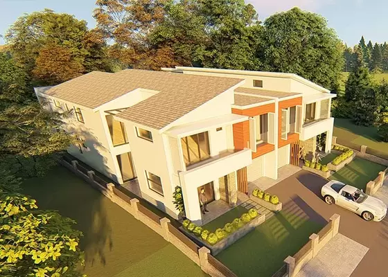 EU/AU/NZ/USA Fire-proof Light Steel Framing Prefabricated Luxury Duplex Villa