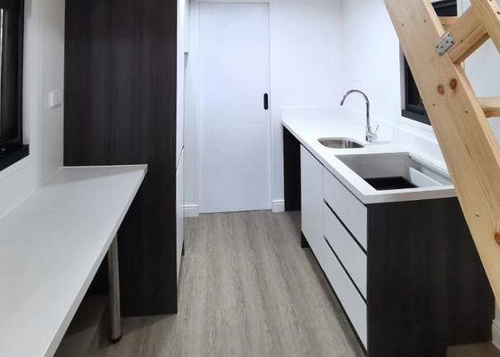 Light Steel Prefab Tiny House On Wheels: Featuring Metal PU Sandwich Panel Wall And Trailer