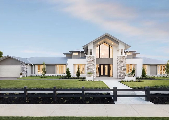 ICC EN-1090 2 Storey Prefabricated Light Steel Framing Villa House With Big Windows