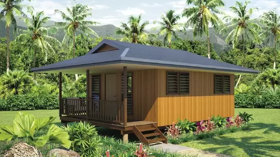 Light Steel Frame wooden design,earthquake proof cyclone proof, Fiji style prefab Bungalow