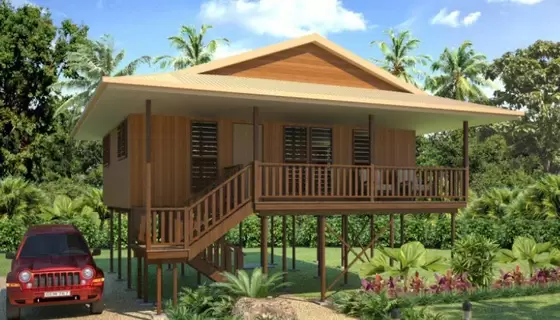 Moistureproof Home Beach Bungalows , Fireproof Wooden House Bungalow
