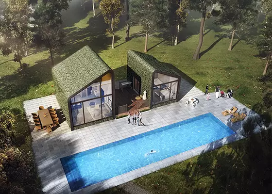 Modern Design Prefab Light Steel Garden Studio For Holiday Steel Home Kits Resort Hotel Custom House