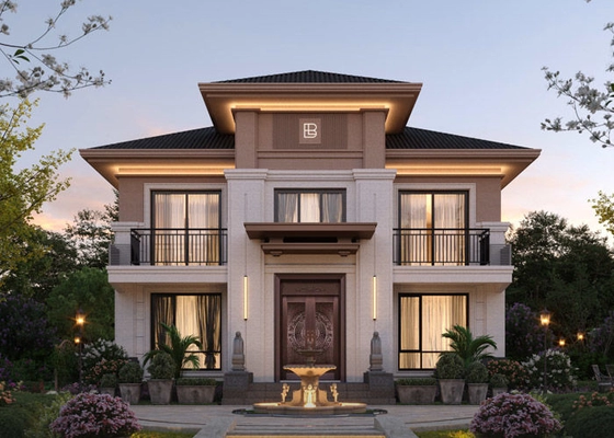 NS / AS Light Steel Villa Prefab With Doubel Glass PVC Sliding Windows