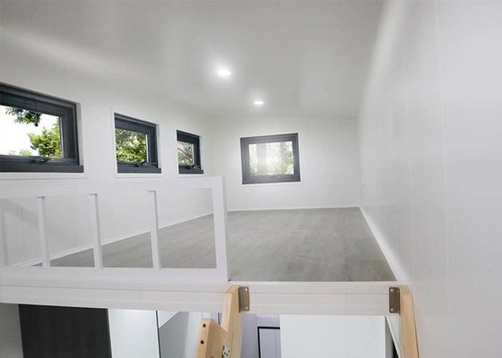 Light Steel Prefab Tiny House On Wheels: Featuring Metal PU Sandwich Panel Wall And Trailer