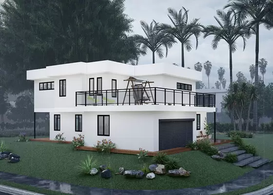 Easy Installation Light Steel Structure Ready-Made Home With 2PAC Cabins And Stone Countertop