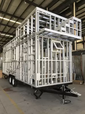 Light Steel Frame Prefab Tiny House On Wheels With Small Terrace For Sale And For Rent