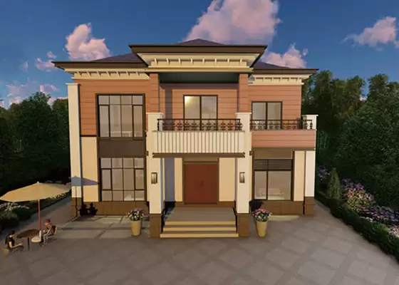 Chinese style retro double villa/Prefabricated Villa Light Steel Frame Houses With Good Ventilation