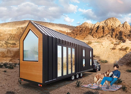 Prefab Light Steel Frame Trailer House On Wheels Sustainable Living Modular Home