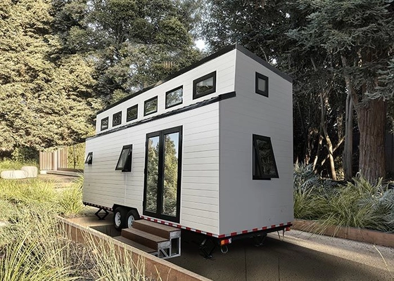 Light Steel Prefab Tiny House On Wheels: Featuring Metal PU Sandwich Panel Wall And Trailer