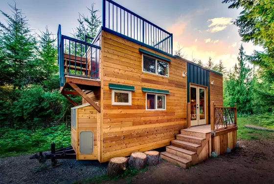 Mountaineer Tiny Home with Rooftop Deck the best tiny homes airbnb in light gauge steel framing system