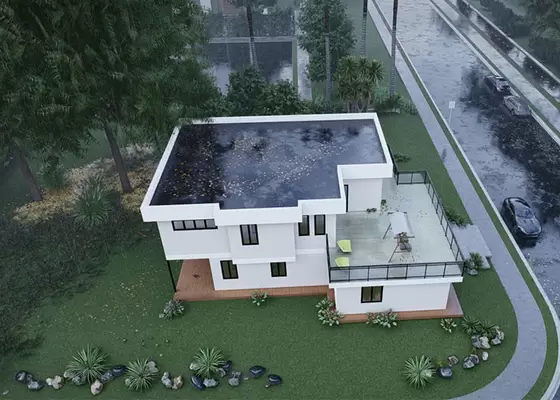 Easy Installation Light Steel Structure Ready-Made Home With 2PAC Cabins And Stone Countertop