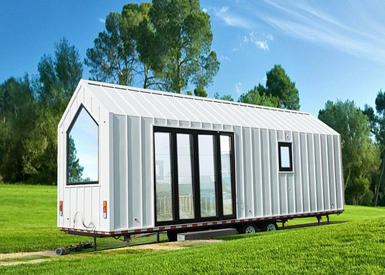 1 Bedroom 1 Bath 1 Kitchen 1 Living Prefabricated House Container Built On Trailer With Standing Seam Metal Cladding
