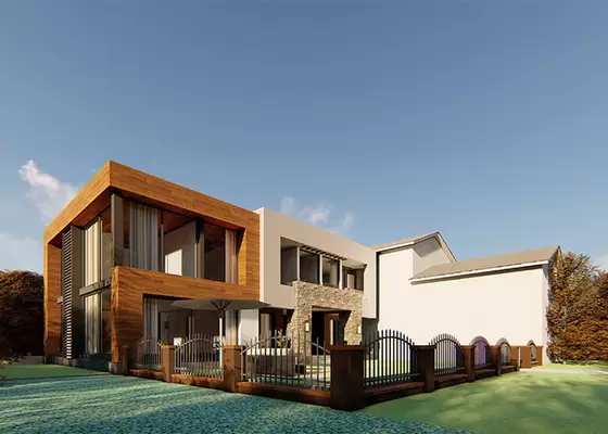 Modular deluxe bungalow residence, Bungalow House With Big Window