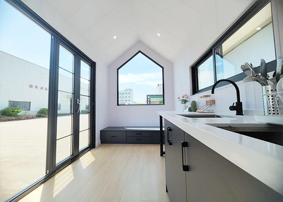 Prefab Light Steel Frame Trailer House On Wheels Sustainable Living Modular Home