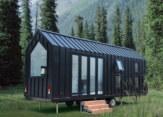 Prefab Trailer House 2350*8000mm Steel Frame Mobile Tiny House On Wheels